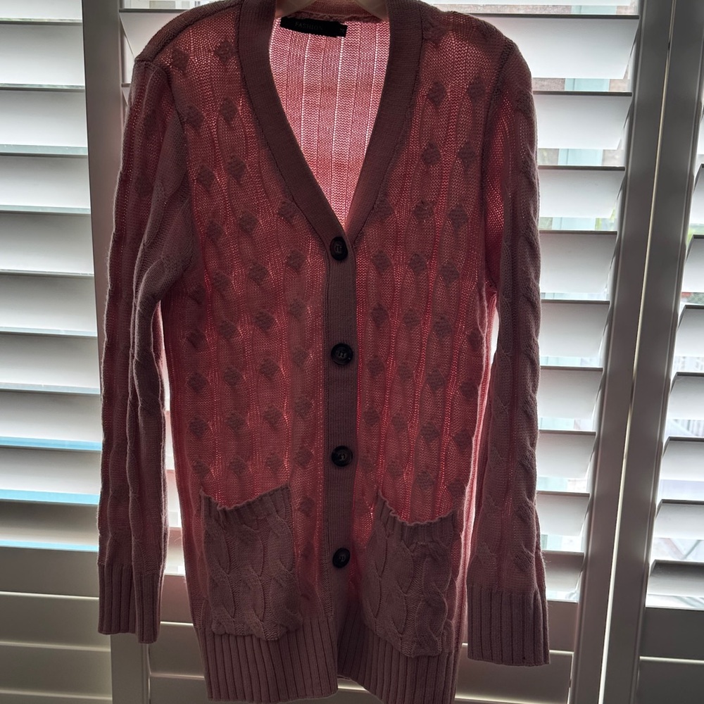Pink Cable Knit Cardigan